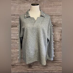 NWT Simply Southern Pearl & Rhinestone Embellished Sweatshirt SZ L